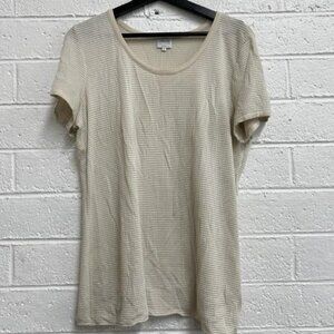 ARMANI Collezioni by Georgia Armani Shirt Sleeve Striped Top in Cream size 14